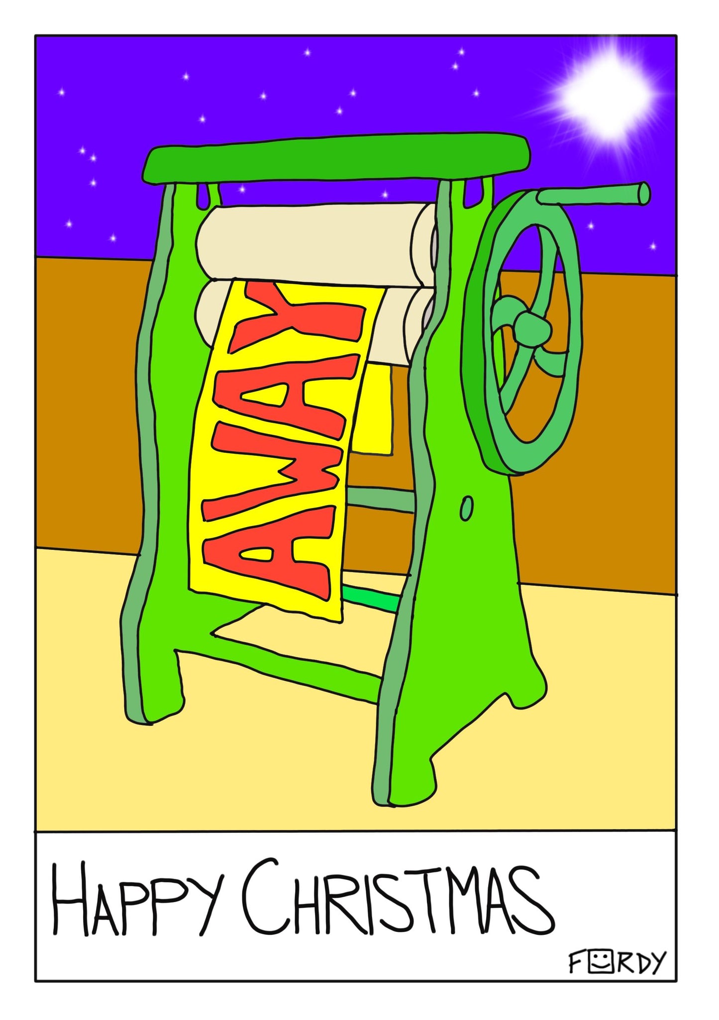 Away in a Mangle Christmas Card