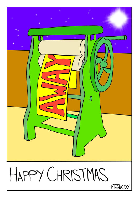 Away in a Mangle Christmas Card