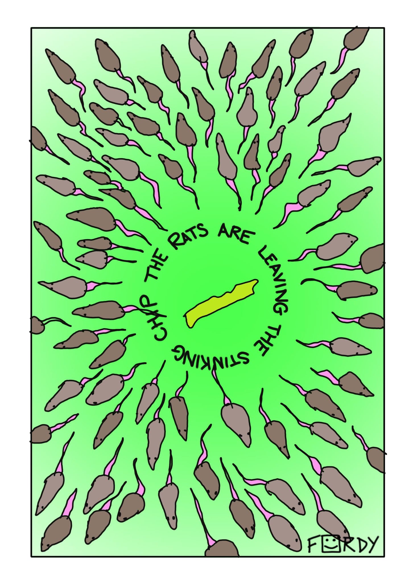 The Rats Are Leaving The Stinking Chip Greeting Card